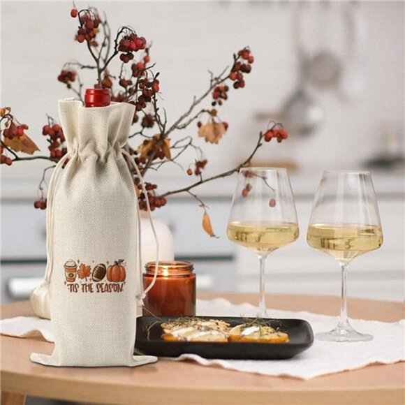WRSUNT Tis the Season Fall Wine Bag Fall‎ Thanksgiving Gifts for Women Men - Picture 6 of 7